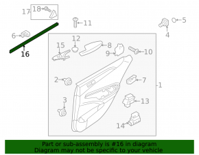 Inner rear right door glass seal for Hyundai Sonata 11-15