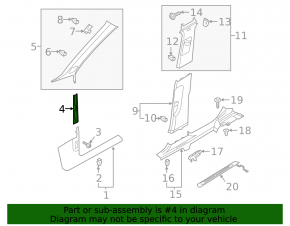 Front pillar trim, middle right, Audi Q3 83A 19-25, black