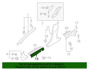 Door sill trim front inner left Hyundai Elantra AD 17-20 black