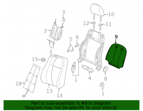 Driver's seat control trim for the Audi A3 8V 15-20 4d, 5d, black