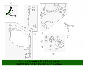 Air conditioning tube from condenser Kia Sorento 16-18 2.0 2.4