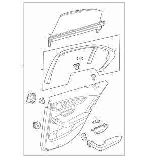 Door trim panel, rear right, Mercedes GLC 16-22, black leather, AMG pack