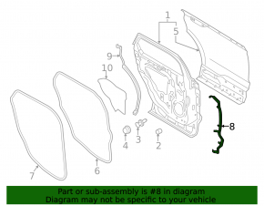 Door seal side rear right Lincoln Nautilus 19-23 front