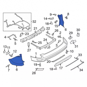 Rear bumper, bare right, Ford Escape MK3 17-19, graphite