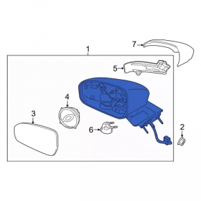 Side mirror right Ford Fusion mk5 19-20 turn signal, heated, backlight, BSM