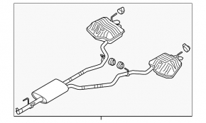Exhaust pipe muffler assembly with barrels Ford Explorer 20-25 2.3T type 2