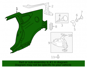 Quarter wing rear right Honda CRZ 11-16