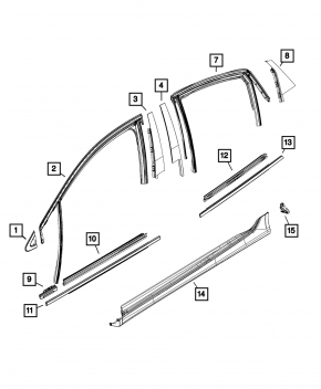 Door molding upper rear left Chrysler 200 15-17 chrome