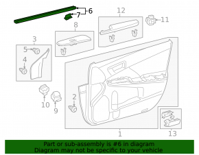 Glass seal inner front left Toyota Camry v50 12-14 usa