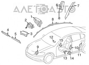 Airbag passenger knee airbag right Lexus GS300 GS350 GS430 GS450h 06-09 gray, scratches, rusty squib