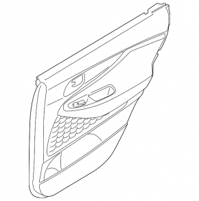 Door trim, front right card, Hyundai Santa FE 21-23, black, with overlay, insert and armrest, black leather, molding, gray diamond, scratches