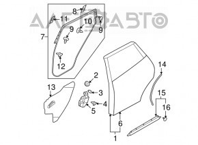 Door Seal Rear Right Nissan Rogue 07-12