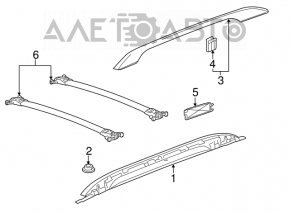 Longitudinal roof rail right Chevrolet Equinox 10-17 black, missing fragment