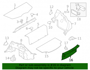 Nissan Leaf 11-12 trunk opening trim, gray