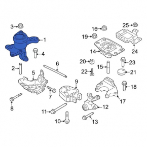 Right engine mount for Ford Fusion mk5 13-20 1.5T, 1.6T