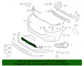 Ford Edge 19-24 front bumper lower grille for radar and engine heater, ST, ST-Line