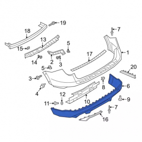 Ford Explorer 20-24 rear bumper lower section for parking sensors without towbar, Platinum
