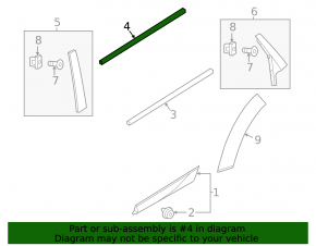 Door molding upper rear left Volvo XC60 18-23 black