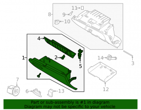 Glove box, glove compartment assembly Volvo XC40 19-25 black