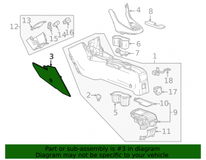 Buick Encore 13-22 black center console trim, front right side