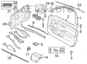 Door trim, front right card, BMW 5 F10 11-16 leather, insert and armrest in Nappa Elfenbein Weiss leather, with backlighting, molding in brown wood Perlglanz Chrome, with handle, scratches, needs cleaning