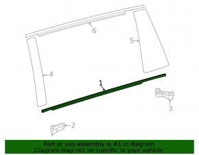 Molding door-glass central rear right Toyota Sienna 21-25 black