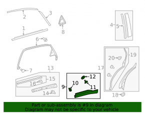 Lexus RX350 10-15 chrome lower outer rear left door trim