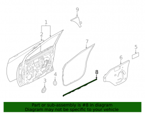 Nissan Sentra 20-24 front left door seal lower