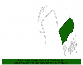Glass door rear right Nissan Sentra 13-19