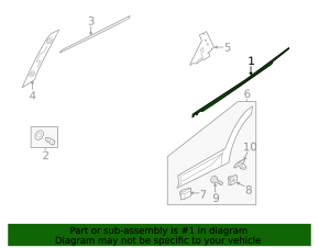 Door-glass molding, central rear left, Hyundai Santa FE Sport 13-18