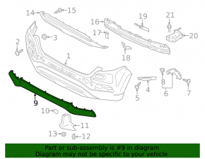Upper rear bumper trim Hyundai Kona 18-21 1.6, 2.0