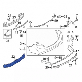 Rear Bumper Absorber Ford Fusion mk5 13-18