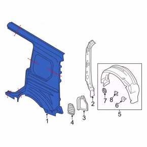 Quarter wing rear left Ford Transit Connect MK2 13-23 long wheelbase