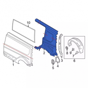 Quarter wing rear left Ford Transit Connect MK2 13-23 long wheelbase