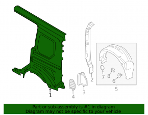 Quarter wing rear left Ford Transit Connect MK2 13-23 long wheelbase