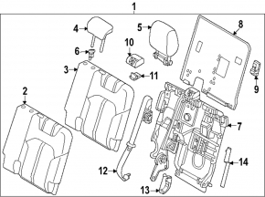 Rear seat backrest, 3rd row, left, Mazda CX-90 24-26, black leather, 60/40