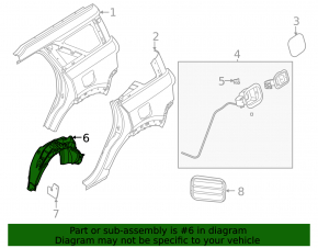 Rear right fender liner Ford Bronco Sport 21-25