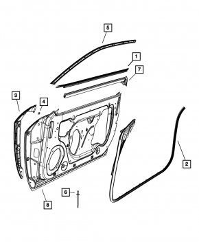Front Left Door Glass Seal Dodge Challenger 09-14