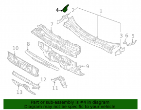 Right wiper grille seal Mitsubishi Outlander 14-21