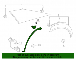 Rear left fender seal for Lexus RZ 23-26