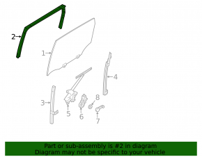 Rear left glass seal Nissan Versa Note 13-19