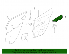 Rear left window lift control trim Nissan Leaf 18-