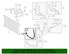 Air conditioning condenser-compressor pipe for a Porsche Cayenne 19-23 3.0T