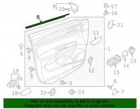 Glass seal front right inner VW Atlas 18-