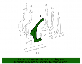 Body threshold metal left Toyota Highlander 08-13 sawed off, white, butt
