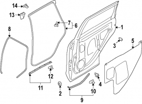 Subaru Forester 25-26 rear left door seal, lower, large