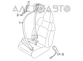 Subaru Legacy 15-19 Driver's Seat Belt Latch Beige With Sensor