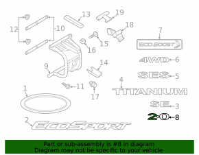 Emblem inscription 2.0 tailgate Ford Ecosport 18-22