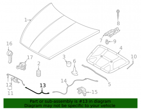 Front Hood Release Cable for Kia K5 2021-2026