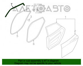 Door seal rear left Hyundai Azera 12-17 upper